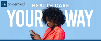 Image of woman using cell phone to view Doctor On Demand website